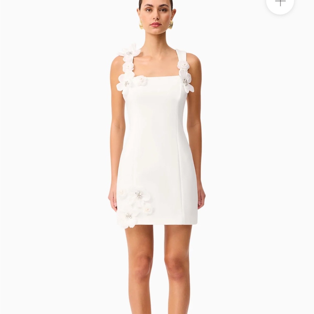 Elliatt White Floral Strap Mini Wedding Dress